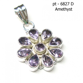 Traditional Indian design 925 sterling silver purple amethyst pendant jewellery